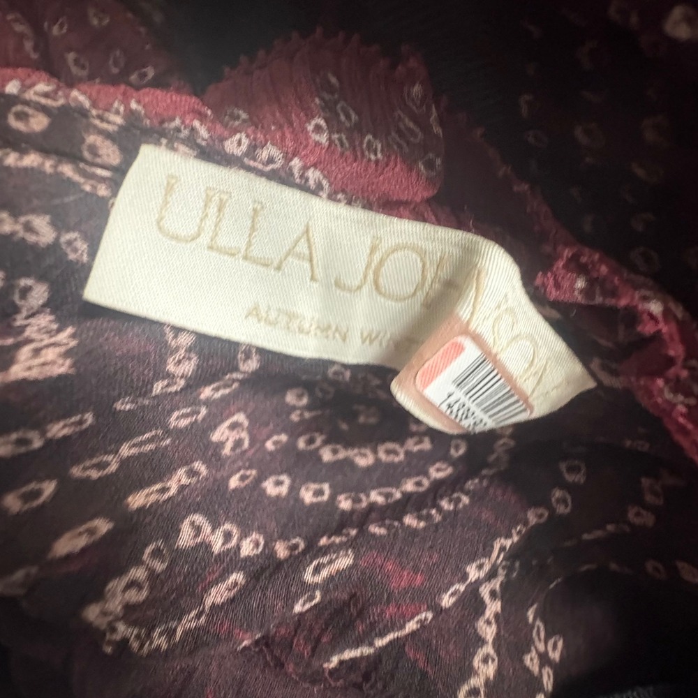 Ulla Johnson Agathe Gown Garnet Silk Crinkle Chiffon Tiered‎ Maxi Dress Size 4 - Picture 12 of 13